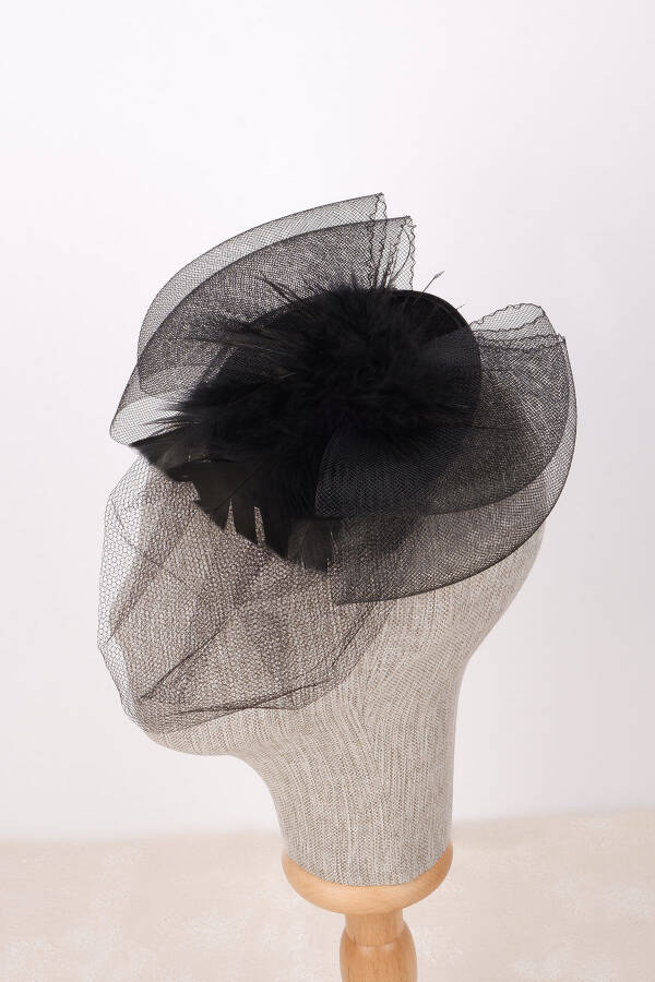 Veil Bridal Wedding Hat Feathered Elegant Bride Cap for Wedding - 3