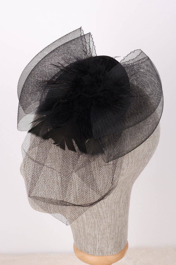 Veil Bridal Wedding Hat Feathered Elegant Bride Cap for Wedding - 4