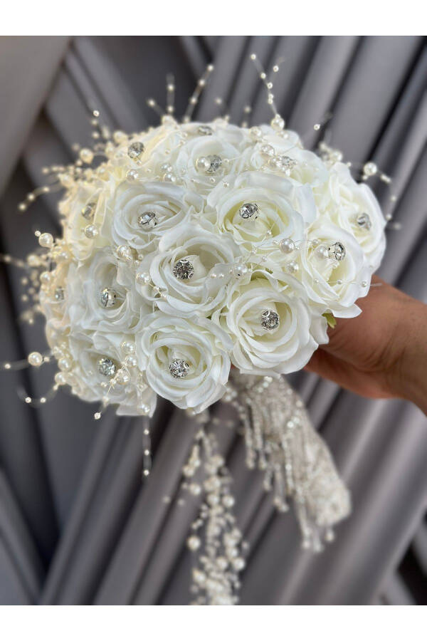 Velvet Rose Bridal Corsage with Pearl Stones - 13