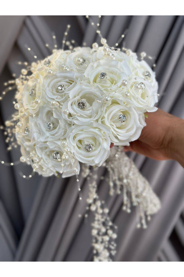 Velvet Rose Bridal Corsage with Pearl Stones - 6