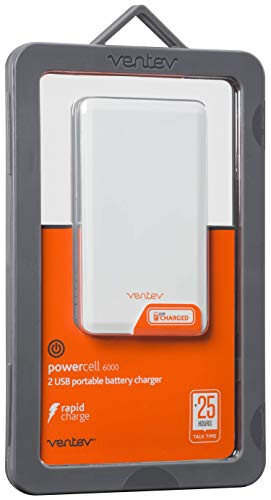 Ventev Powercell 6000 Ko'chma Batareya | Ikki USB Portli Power Bank | 6000 mAh, Tez Zaryadlash | Smartfon, Planshet, Eshitish apparati uchun Ultra Kompakt Tashqi Batareya To'plami - 1