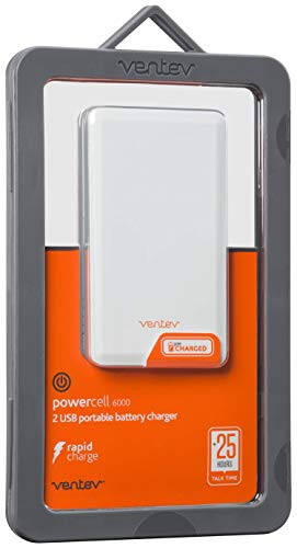 Ventev Powercell 6000 Taşınabilir Pil | İki USB Bağlantı Noktası ile Güç Bankası | 6000 mAh, Hızlı Şarj | Akıllı Telefon, Tablet, Kulaklık için Ultra Kompakt Harici Pil Paketi - 1