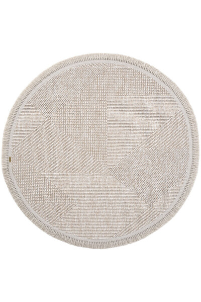 Vera 1455 Beige Rug Kilim Soft Textured Living Room Rug Kitchen Entrance Round Woven Machine Rug - 19