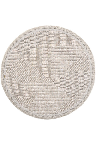 Vera 1455 Beige Rug Kilim Soft Textured Living Room Rug Kitchen Entrance Round Woven Machine Rug - 13