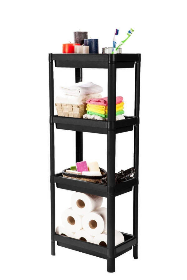 Vesken 4 Tier Kitchen Bathroom Organizer Shelf Unit (BLACK) - 1