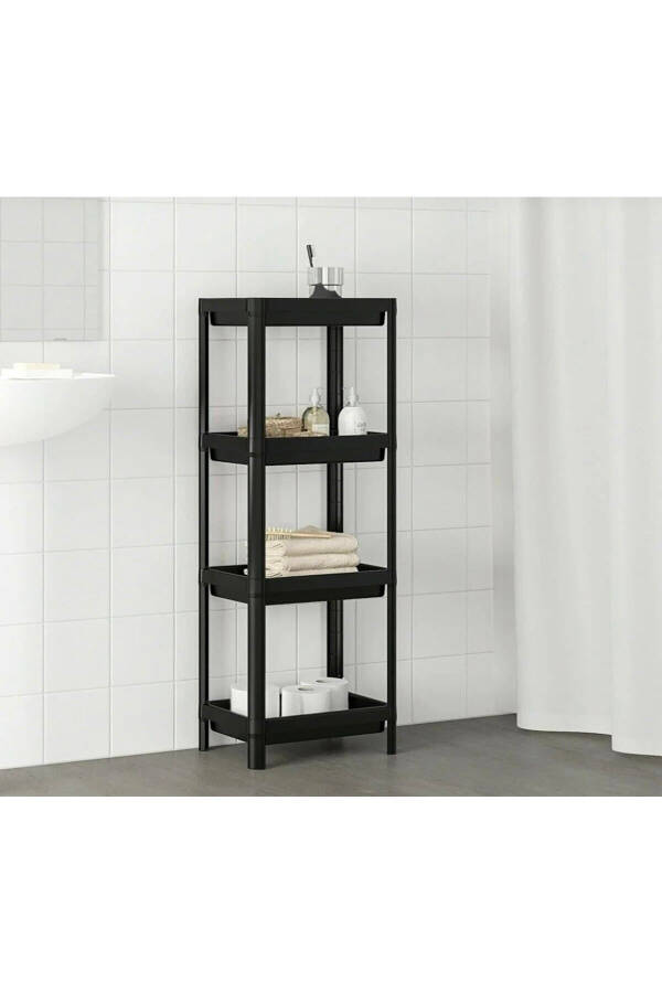 Vesken 4 Tier Kitchen Bathroom Organizer Shelf Unit (BLACK) - 4