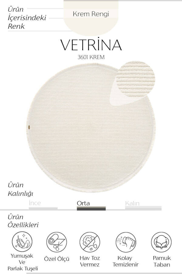 Vetrina 3601 Cream Soft Texture Carpet Rug Living Room Kitchen Corridor Cut Runner Round Machine Carpet - 24