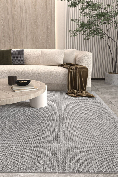 Vetrina 3603 Gray Soft Textured Rug Carpet Living Room Kitchen Corridor Cut Runner Woven Machine Rug - 17