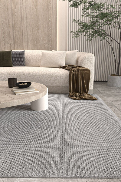 Vetrina 3603 Gray Soft Textured Rug Carpet Living Room Kitchen Corridor Cut Runner Woven Machine Rug - 9