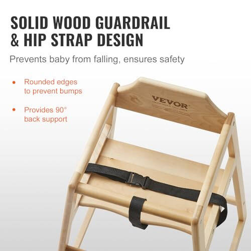 VEVOR Wooden Double Solid Wood Feeding, Eat & Grow Portable High, Easy to Clean Baby Booster Seat, Compact Toddler Chair, Natural - 45