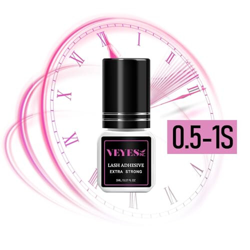 VEYES INC Eyelash Extension Glue - Extra Strong Professional Lash Glue 5ml | 1 Sec Drying time | Retention - 8 Weeks | Black Adhesive for Semi-Permanent Extensions Professional Use Only - 2