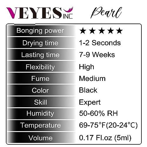 VEYES INC Kirpik Uzatish Uchun Yelim (S+ Marvarid), 1-2 Soniyada Quriydi, 7-9 Hafta Saqlanish, Yarim Doimiy Uzatish Uchun Qora Yelim, Faqat Professional Foydalanish Uchun (0.17 fl.oz / 5ml) - 3