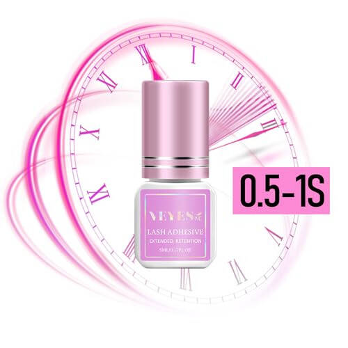 VEYES INC Kirpik Uzatma Yapıştırıcısı - 0.5-1 Saniye Kuruma (0.17fl.oz / 5ml)/ 8 Haftaya Kadar Kalıcılık/Profesyonel Kullanım İçin Siyah Yapıştırıcı - 2