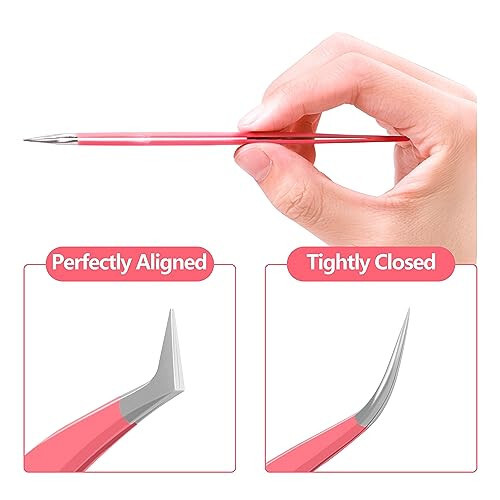 VEYES INC Lash Tweezers for Eyelash Extensions. Fiber Tip Tweezers Kit Contains Isolation,Curved and Volume Lash Tweezers (3pcs) Pink - 3