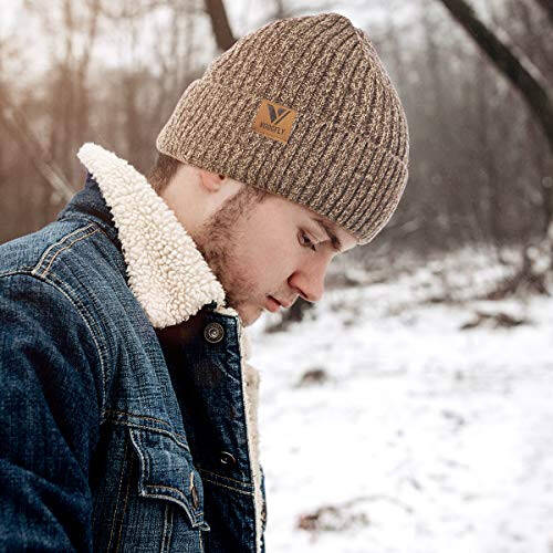 Vgogfly Lined Men Beanie Slouchy Knit Skull Cap Warm Stocking Hats Guys Women Striped Winter Beanie Hat - 6