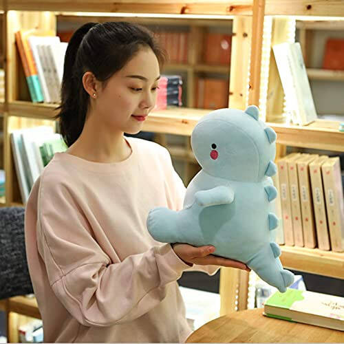 VHYHCY Cute Dinosaur Plush Toys, Fat Dinosaur Stuffed Dolls, Soft Animal Dino Plushie, Birthday Gifts for Kids Girls Boys Blue 12 inch - 6