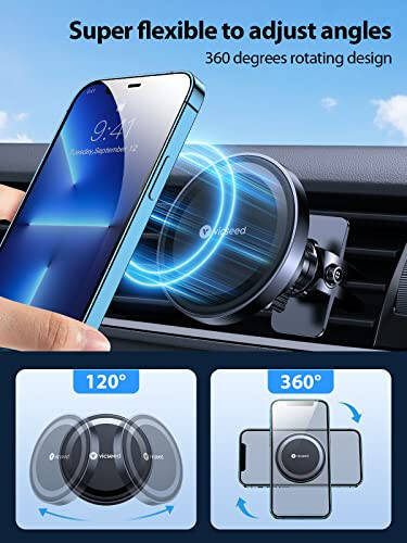 VICSEED for MagSafe Car Mount [Upgraded Strongest Magnet Power] Magnetic Phone Holder for Car Vent 360 Adjustable Magnetic Car Phone Holder Mount for iPhone 15 14 13 12 Pro Max Plus Mini - 7