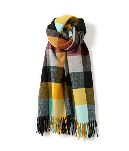 Villand Women's Wool Scarf - Cashmere Feel Winter Checked Scarves for Women, Large Soft Thick Shawls and Wraps with Gift Box - 1