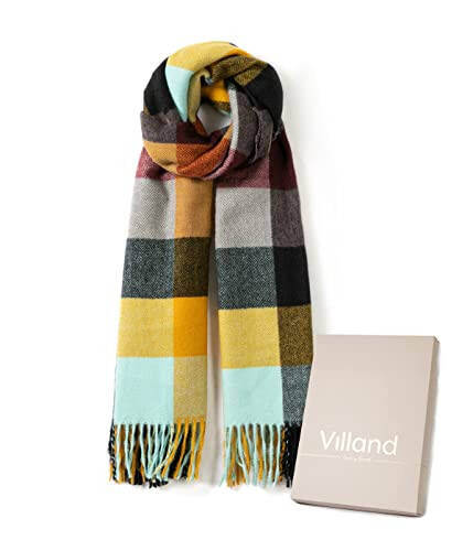 Villand Women's Wool Scarf - Cashmere Feel Winter Checked Scarves for Women, Large Soft Thick Shawls and Wraps with Gift Box - 2