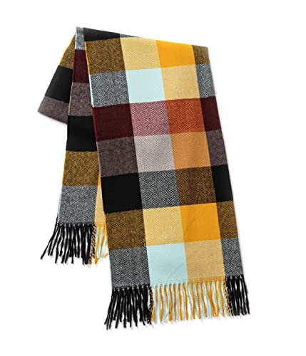 Villand Women's Wool Scarf - Cashmere Feel Winter Checked Scarves for Women, Large Soft Thick Shawls and Wraps with Gift Box - 3