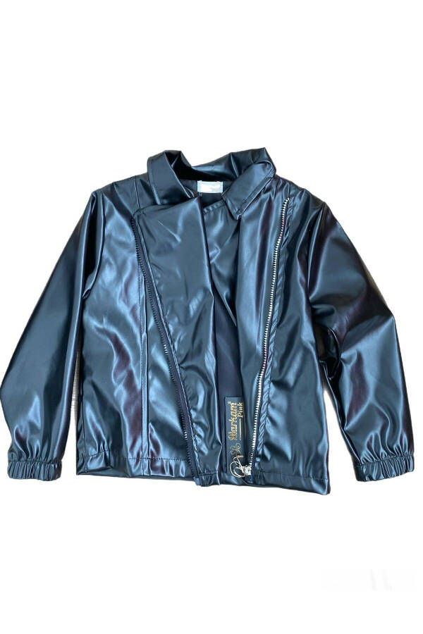 Vintage Leather Jacket with Side Zipper for Girls - 2