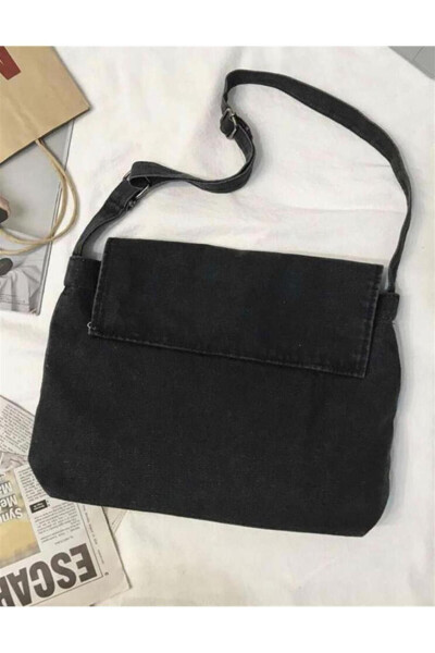 Vintage Unisex Denim Grey Messenger Bag - 3