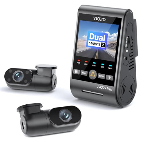 VIOFO A229 Plus 3 Kanallı Dash Cam, Çift STARVIS 2 Sensör, 3 Kanallı HDR, 1440P+1440P+1080P Ön İç ve Arka Araç Kamerası, 5GHz Wi-Fi, Sesli Kontrol, Ultra Hassas GPS, 24 Saat Park Modu - 5