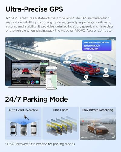 VIOFO A229 Plus Dash Cam Front and Rear, Dual STARVIS 2 Sensors, 2 Channel HDR, 1440P+1440P Voice Control Car Dash Camera, 5GHz Wi-Fi, Ultra-Precise GPS, 24 Hours Parking Mode, Support 512GB Max - 12