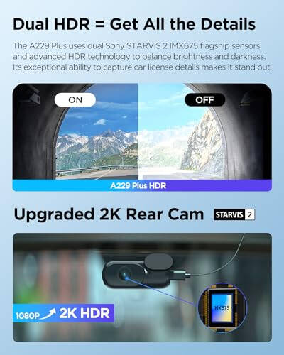 VIOFO A229 Plus Dash Cam Front and Rear, Dual STARVIS 2 Sensors, 2 Channel HDR, 1440P+1440P Voice Control Car Dash Camera, 5GHz Wi-Fi, Ultra-Precise GPS, 24 Hours Parking Mode, Support 512GB Max - 4