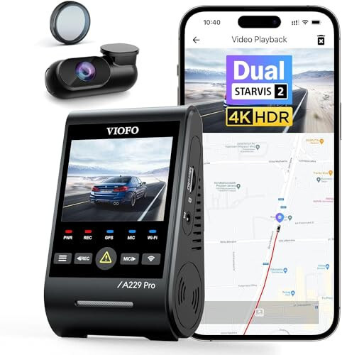 VIOFO A229 Pro 4K HDR Araç Kamerası, Çift STARVIS 2 IMX678 IMX675, 4K+2K Ön ve Arka Araç Kamerası, HDR'li 2 Kanal, Sesli Komut, 5GHz WiFi GPS, Gece Görüşü 2.0, 24 Saat Park Modu, Maksimum 512GB Destek - 7