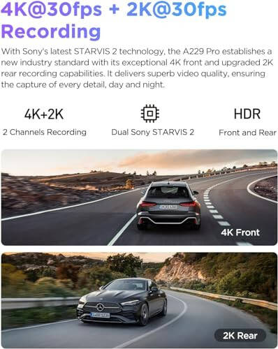 VIOFO A229 Pro 4K HDR Araç Kamerası, Çift STARVIS 2 IMX678 IMX675, 4K+2K Ön ve Arka Araç Kamerası, HDR'li 2 Kanal, Sesli Komut, 5GHz WiFi GPS, Gece Görüşü 2.0, 24 Saat Park Modu, Maksimum 512GB Destek - 11