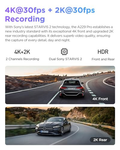 VIOFO A229 Pro 4K HDR Dash Cam, Çift STARVIS 2 IMX678 IMX675, 4K+2K Ön ve Arka Araba Kamerası, 2 Kanal HDR ile, 5GHz WiFi GPS - 2