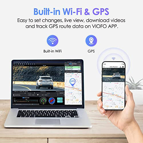 VIOFO Çift Gösterge Kamerası, 2K 1440P 60fps+1080P 30fps Ön ve Arka Gösterge Kamerası Wi-Fi GPS, Park Modu, Acil Kayıt, Süper Kapasitör, Hareket Algılama (A129 Plus Duo) (Yenilenmiş) - 4