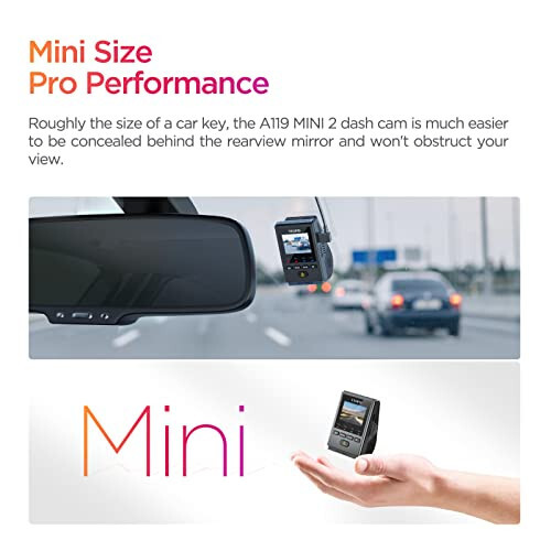 VIOFO Dash Cam A119 Mini 2, STARVIS 2 Sensörü, 2K 60fps/HDR 30fps Sesli Kontrol Araç Dash Kamerası 5GHz Wi-Fi GPS, Gece Görüşü 2.0, 24 Saat Park Modu, Süper Kapasitör, Maksimum 512GB Destek - 7