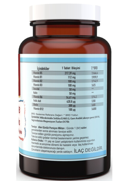 Vitamin B Kompleksi B Vitaminlari 120 Tablet - 2