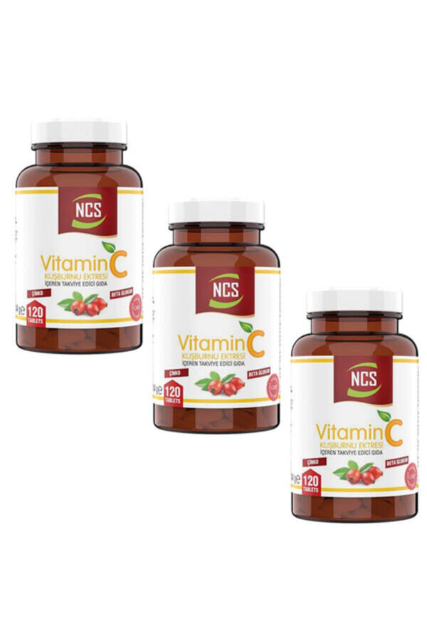 Vitamin C 1000 Mg Beta Glucan Zinc Rose 120 Tablets 3 Boxes - 1