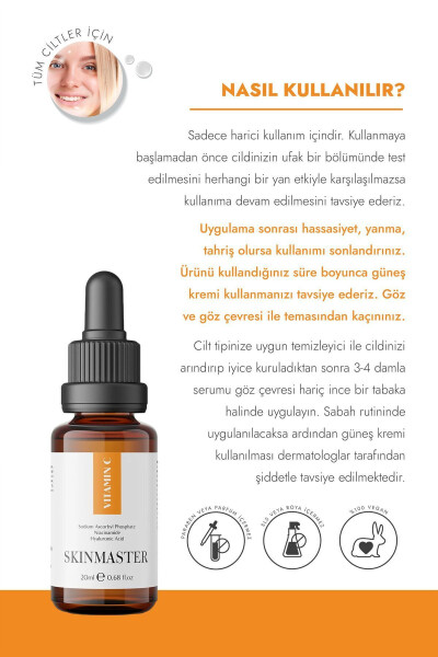 Vitamin C Serum Aydınlatıcı Renk Tonu Eşitleyici 20 Ml (Sodyum Askorbil Fosfat, Niasinamid, HA) - 5