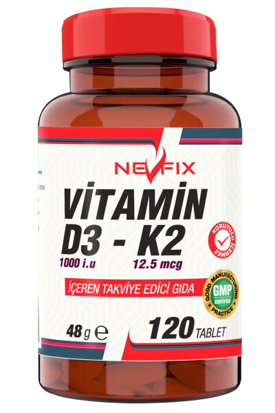 Vitamin D3 1000 IU Vitamin K2 12.5 mcg 120 Tablet - 1