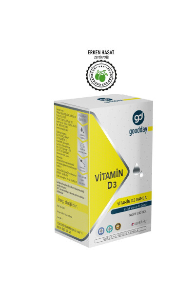 Vitamin D3 Bitkisel Besin Takviyesi 400 Damla 1000IU Soğuk Sıkım Zeytin Yağı - 2