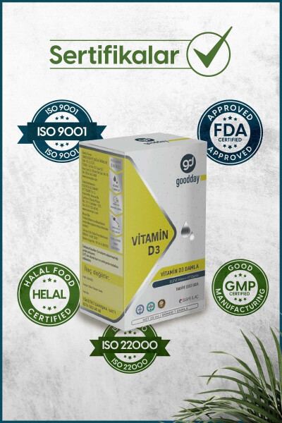 Vitamin D3 Plant-Based Dietary Supplement 400 Drops 1000IU Cold-Pressed Olive Oil - 12