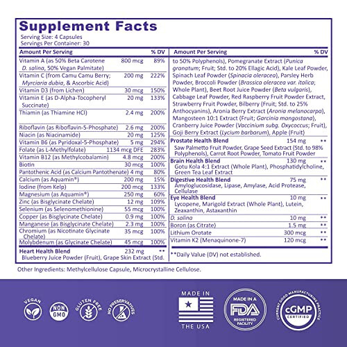 VitaminIQ Tam Gıda Çoklu Vitamin Erkekler İçin (120 Vejetaryen Kapsül) Erkekler İçin Çoklu Vitamin ve Mineral Takviyesi Kalsiyum, Magnezyum, Selenyum, A, B6, C, D3, E ve Daha Fazla İçerir - 9