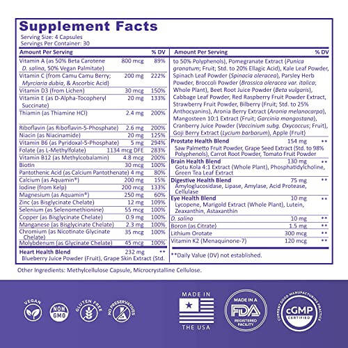 VitaminIQ Tam Gıda Çoklu Vitamin Erkekler İçin (120 Vejetaryen Kapsül) Erkekler İçin Çoklu Vitamin ve Mineral Takviyesi Kalsiyum, Magnezyum, Selenyum, A, B6, C, D3, E ve Daha Fazla İçerir - 9