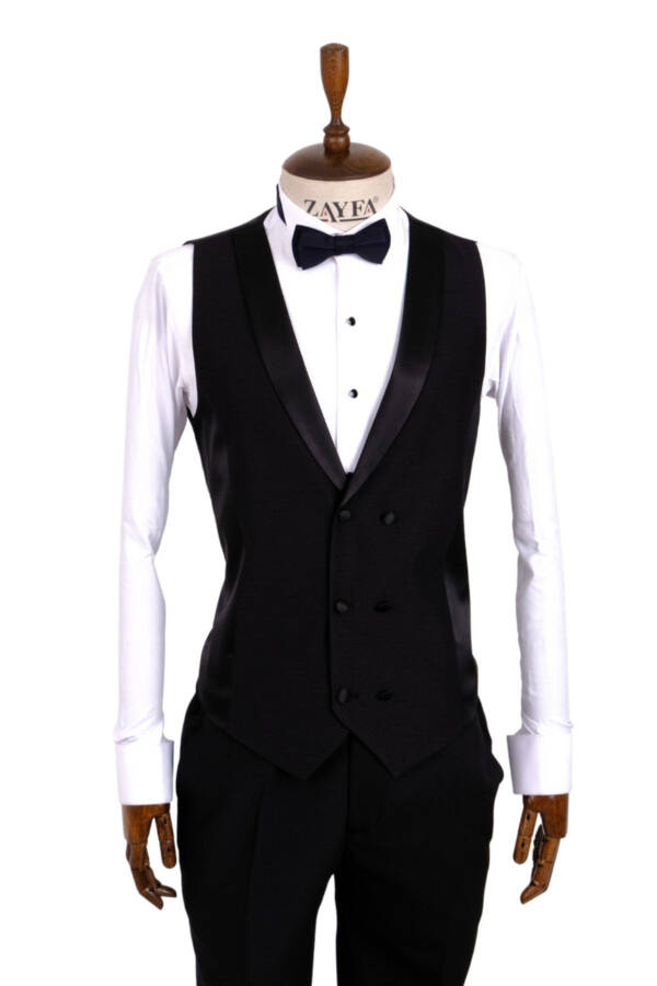 Vito Andolini Black Slim Fit Armored Waistcoat Men's Groom Tuxedo - 3