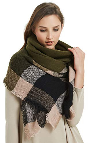 VIVIAN & VINCENT Fall Winter Scarf Classic Tassel Plaid Tartan Warm Soft Chunky Large Blanket Wrap Shawl Scarves for Women - 1