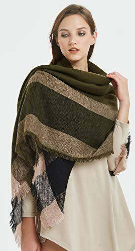 VIVIAN & VINCENT Fall Winter Scarf Classic Tassel Plaid Tartan Warm Soft Chunky Large Blanket Wrap Shawl Scarves for Women - 21