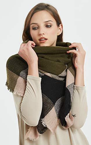 VIVIAN & VINCENT Fall Winter Scarf Classic Tassel Plaid Tartan Warm Soft Chunky Large Blanket Wrap Shawl Scarves for Women - 22