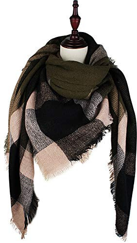 VIVIAN & VINCENT Fall Winter Scarf Classic Tassel Plaid Tartan Warm Soft Chunky Large Blanket Wrap Shawl Scarves for Women - 23