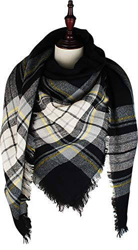 VIVIAN & VINCENT Fall Winter Scarf Classic Tassel Plaid Tartan Warm Soft Chunky Large Blanket Wrap Shawl Scarves for Women - 18