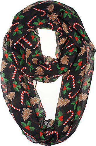 VIVIAN & VINCENT Holiday Gift Wrapped Fall Winter Soft Lightweight Sheer Infinity Christmas Scarf for Women - 1