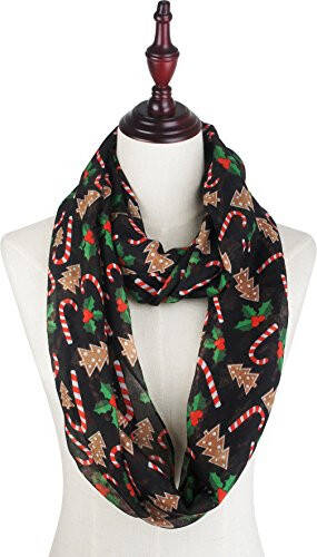 VIVIAN & VINCENT Holiday Gift Wrapped Fall Winter Soft Lightweight Sheer Infinity Christmas Scarf for Women - 4